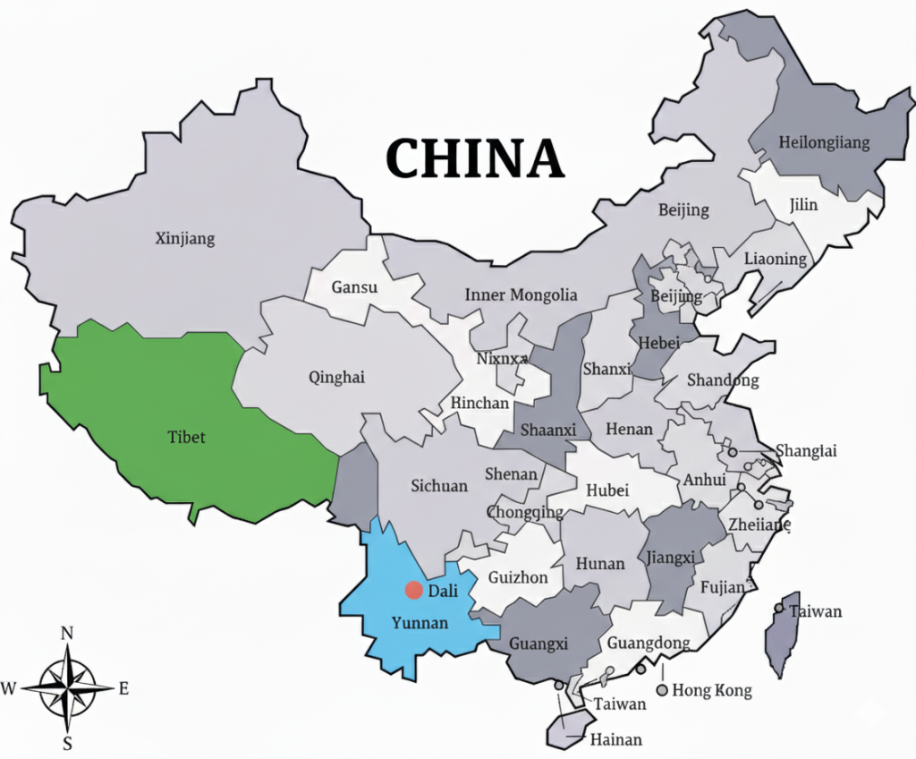 Dali, Yunnan, China Map