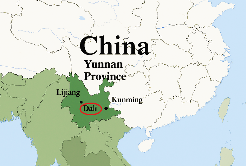 dali yunnan china map